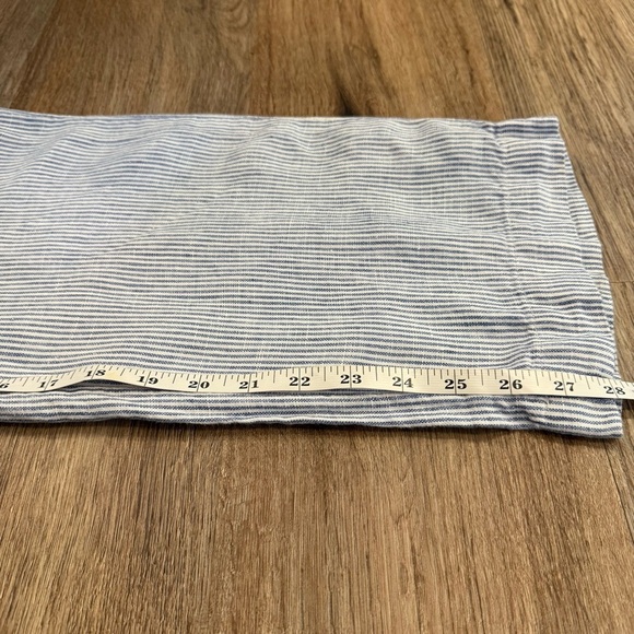 Talbots Linen Pants Women’s Size 6P White Blue Stripes Drawstring Coastal Beach - Picture 9 of 10